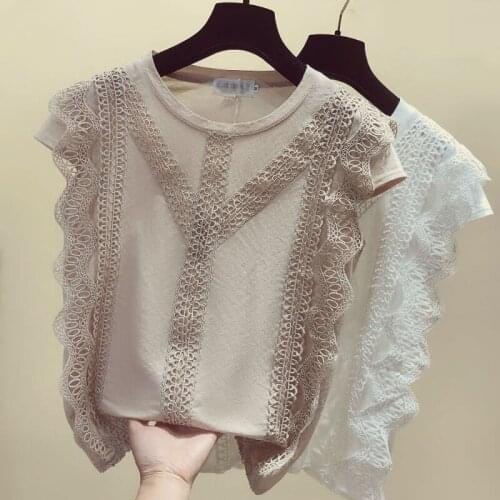Summer Sleeveless Blouse Shirt Women Tops Blouse Women 2021 O-neck Lace Chiffon Blouse Shirts Clothes Blusas Camisas Mujer D202