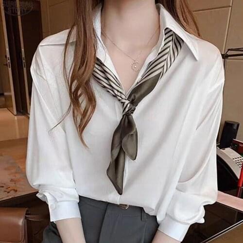 Blusas Mujer De Moda 2021 Spring And Autumn Korean Style Loose Women Blouse Office Plus Size Solid Cardigan Shirts Women 9985