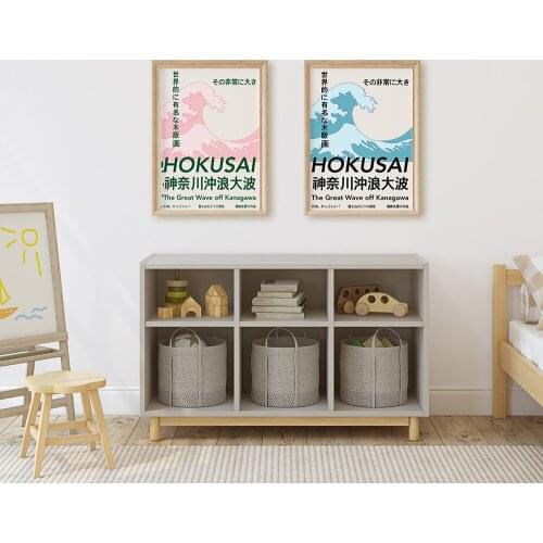 The Great Wave Surfing Poster Katsushika Hokusai Exhibition Canvas Painting Print Picture Vintage Wall Bedroom Home Decoration