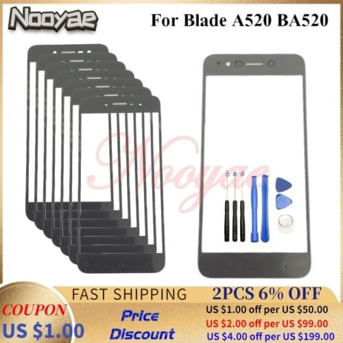 Black Cover On Front Touch Sensor Digitizer LCD Display Glass Panel For ZTE Blade A520 BA520 Outer Glass Lens Screen