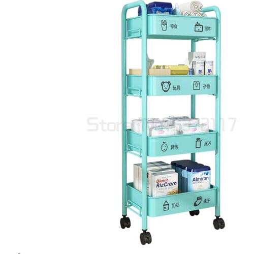 Baby products trolley rack with wheel bedroom storage rack multi layer mobile trolley newborn rack