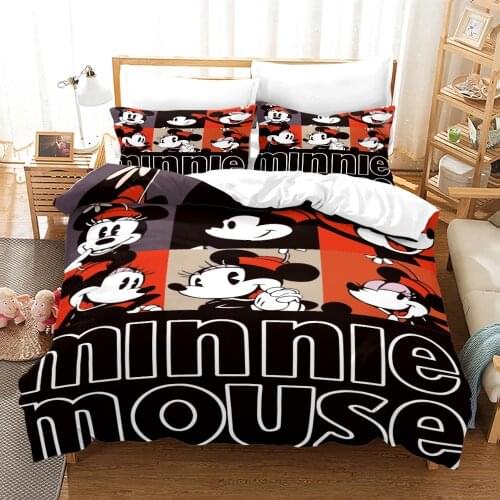 Disney Mickey Minnie Mouse Bedding set Kids Cartoon Duvet Cover Pillowcases Twin Full Queen King Size bed set To Decorate Room