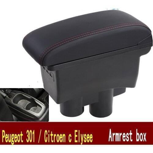 For C-Elysee Elysee 301 armrest box central Store content Storage box with cup holder ashtray USB interface