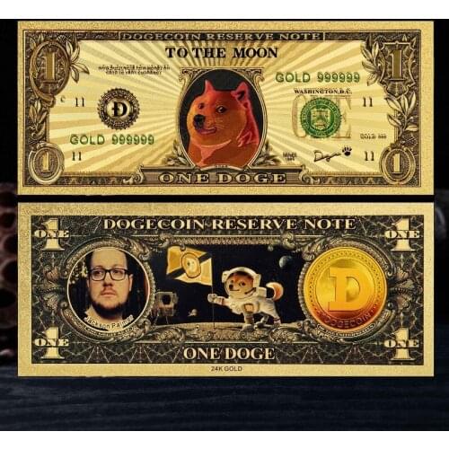 Dogecoin Gold Foil Currency for Commemoration Collection Wow Dog Pattern Souvenir Dog Coin Home Crafts Collecting Prop Gifts