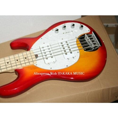 Cherry Burst 5 strings Electric Bass maple fingerboard wholesale bass free shipping