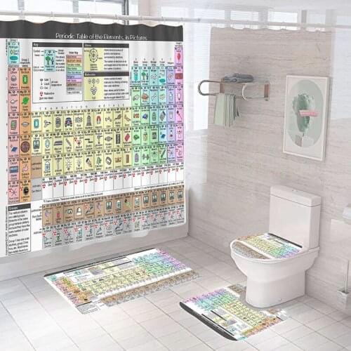 Element table shower curtain set non-slip carpet toilet cover and bathroom non-slip mat waterproof bathroom curtain