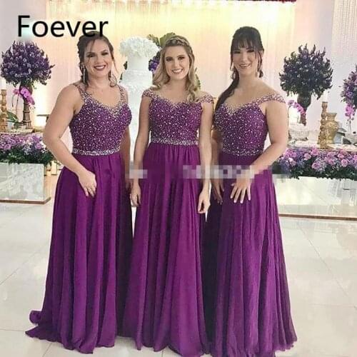 Purple Evening Dresses 2019 Floor Length Beads Chiffon Cap Sleeve Prom Dress Sequins V Neck