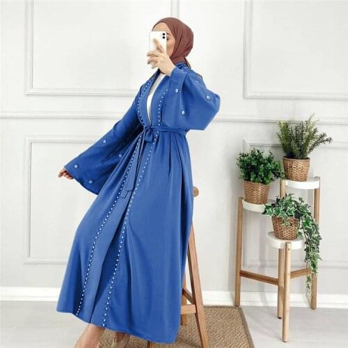 Eid Autumn Caftan Moroccan Abaya Dubai Turkey Hijab Muslim Fashion Robe kimono Femme Musulmane Islam Abayas For Women Cardigan
