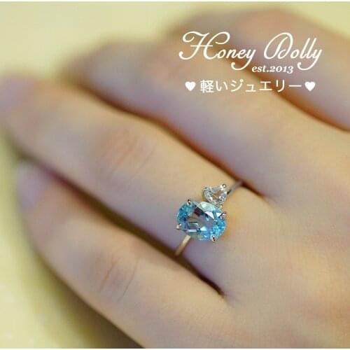 Classic Big Oval Sky Blue Zircon Rings For Women Jewelry Wedding Engagement Gift Luxury Crystal zircon sky blue Color Rings