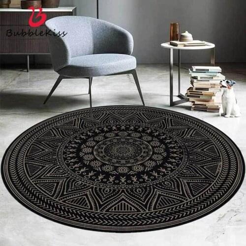 Bubble Kiss Brown Black Home Round Carpet Classical Pattern Design Living Room Decor Area Rugs Stain-Resistant Office Floor Mat