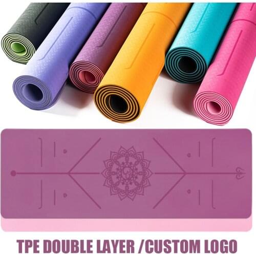 1830*610 TPE Yoga Mat 6mm Double Layer Non-slip Pillow Mat with Position Line For Fitness Tasteless Gym Exercise Pilates Carpet