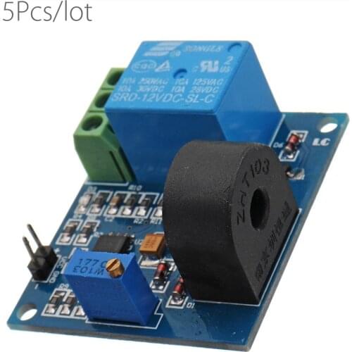 5Pcs/Lot DC 12V 5A Overcurrent Protection Sensor Module AC Current Detection Relay Module Switch Output