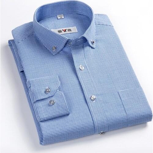 GREVOL Mens Long Sleeve Cotton Houndstooth Shirt New Arrival Turn-down Collar Smart Casual Shirts Male Social Business Shirt YL