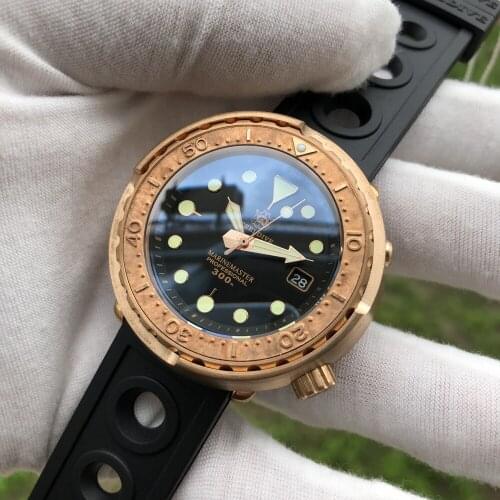 STEELDIVE 1975S CuSn8 Bronz case Mens Mechanical Diver Watch 300m NH35 Movement Sapphire Crystal Luminous Automatic Watch men