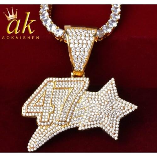 Number with Star Shape Pendant Necklace Mens Hip Hop Jewelry