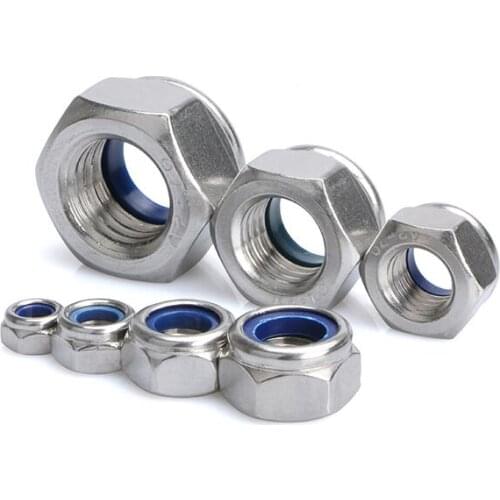 Nylon Locking Nuts M3 M4 M5 M6 M8 M10 M12 Self Locking Nut Lock Nut Locknut Slip Nylon Hex Nut Stainless Steel 304