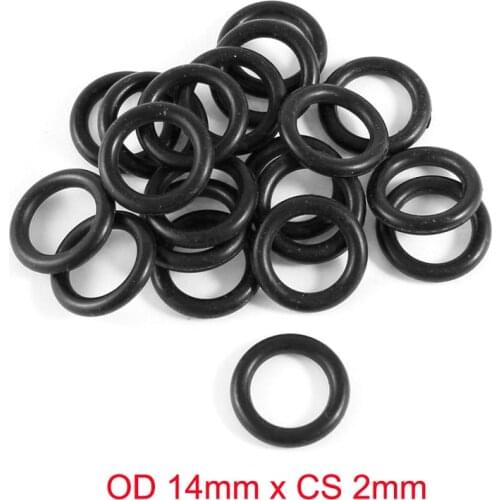 OD 14mm x CS 2mm Flexible Rubber O Ring O-Ring Seal Washer Gasket Black ORing