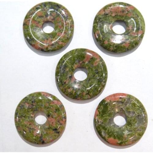Wholesale 25mm Unakite Natural Stone Circle Round Disk pendant 12pcs Charms For DIY Necklace Jewelry making