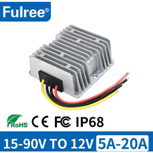 24V 36V 48V 60V 72V to 12V 5A 10A 20A DC DC Buck Converter Step Down Voltage Regulator Car CCTV Camera Surveillance Power Module