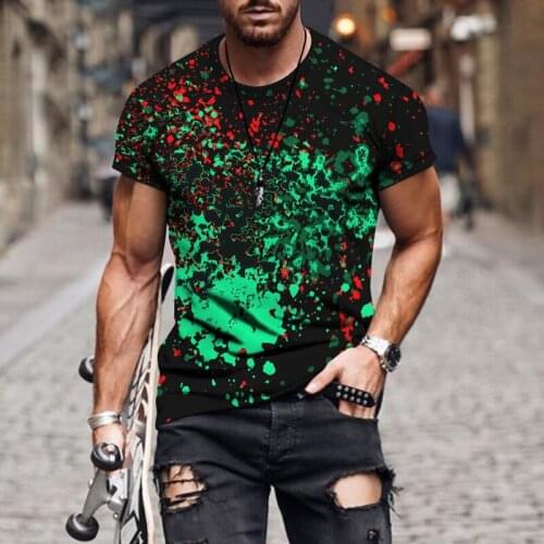 Factory direct sales fashion summer mens T-shirt hand-painted ink painting printing casual short-sleeved O-neck oversized top