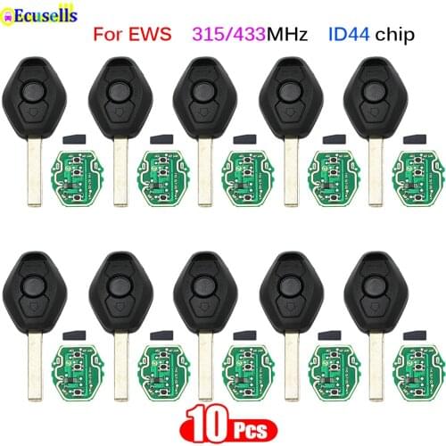 5PCS/10PCS Remote Key FOB 3 Button For BMW EWS 3 5 7 SERIES E38 E39 E46 ID44 Chip 315MHZ/433MHZ with uncut HU92 blade