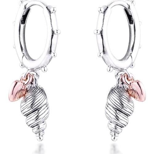 Heart & Conch Shell Hoop Earrings Sterling silver Jewelry Earrings For Woman Valentines day Gift Fashion Earrings