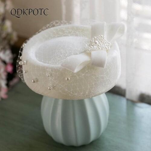 Hat Bride Super Fairy Fedoras French Fashion Elegant Net Yarn Wedding Dress Headwear Accessories Light Luxury Retro Cap QDKPOTC