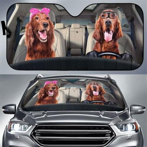 Hot sale Cute Irish Longhaired Hound Driver Print Fold-up Sunshade UV Protect Durable Windshield Sun Shades New Auto Accessories