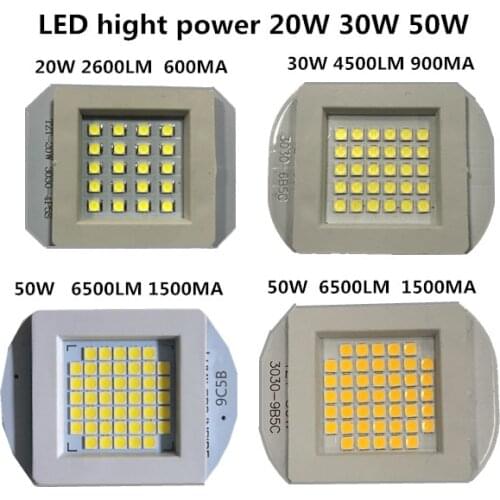 20PCS LED full Watts 20W 600MA 30W 900MA 50W 1500MA 3030 2835 LED Chip White Warm White High Power Beads Light For Street Light