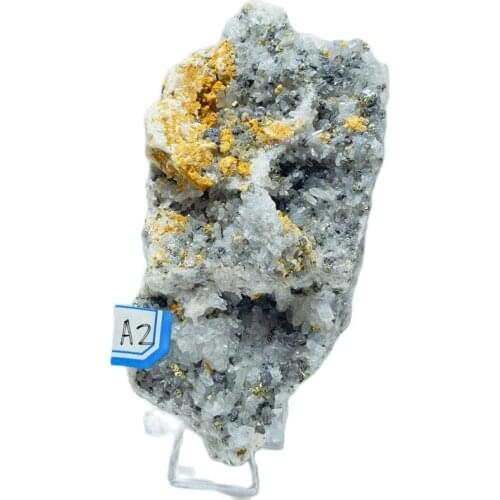 Tibetan Natural Chalcopyrite Quartz Crystal Symbionts Rare Mineral Specimens Holiday Gift