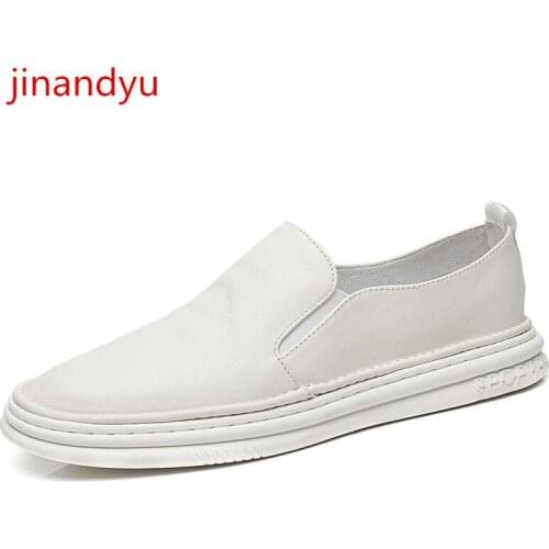 Men Genuine Leather Shoe Loafers Man Shoes High Quality Slip on Leather Shoes Men Classic Leather Casual White Shoes Man Sneaker