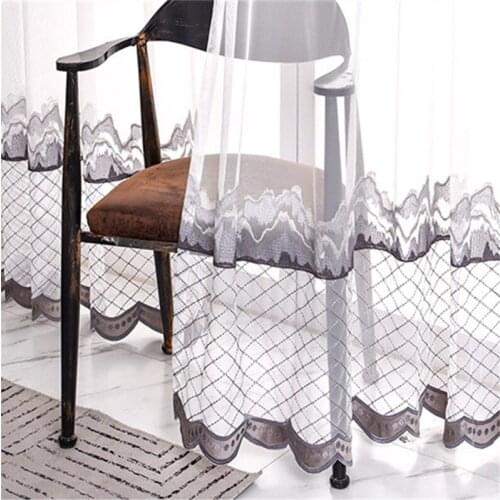 White Embroidery Tulle Curtains for Living Room Modern Lace Sheer Curtain for Bedroom Voile Drapes Panel Curtain Home Decoration