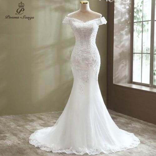 Elegant Boat Neck style Mermaid wedding dress 2021 wedding gowns marriage elegant bride dress vestidos de novia