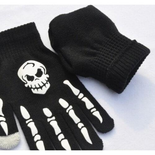 Unisex Adult Children Winter Cycling Full Fingered Gloves Halloween Horror Skull Claw Skeleton Anti-Skid Rubber Outdoor