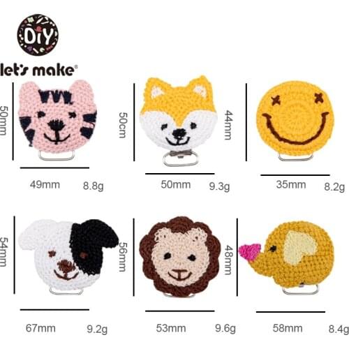 Lets Make 1PC Crochet Baby Teether Pacifier Animal Infant Holder Clip Nursing Baby Dummy Clips Teething Nursing Pendant