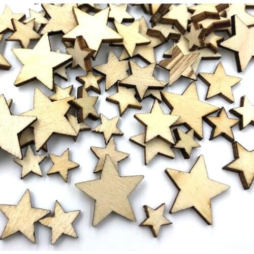 100pcs Star Wood Buttons Sewing Craft Mix Lots Wholesales WB489