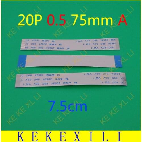 100pcs 0.5mm Pitch 20Pin 7.5cm 75mm Forward Direction Flexible Flat Ribbon Cable FPC FFC Connect Cable