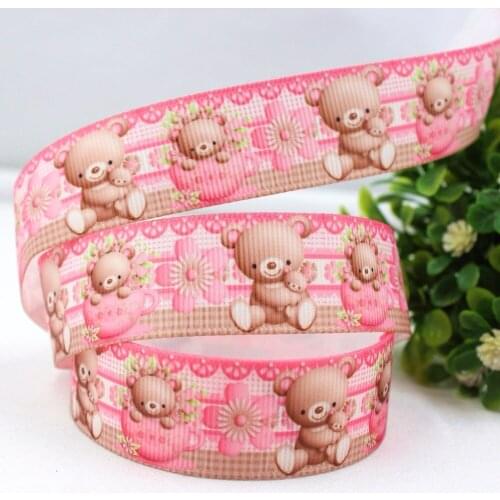 16813M13,22mm bear cartoon series, DIY printing grosgrain ribbon accessories handmadehair wedding gift packaging