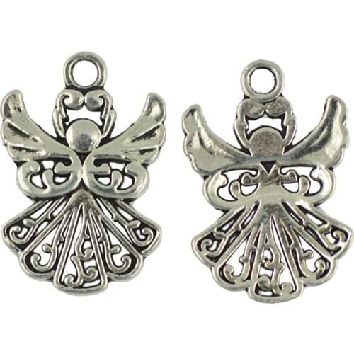 50 pcs Alloy Filigree Hollow out Angel Charms Pendant Jewelry DIY Crafts Bulk