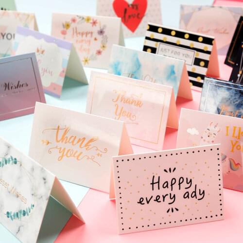 50pcs/lot Love Thank You for You Best Wishes Folding Card Gift Message Card DIY Decoration Holiday Greeting Card Envelope