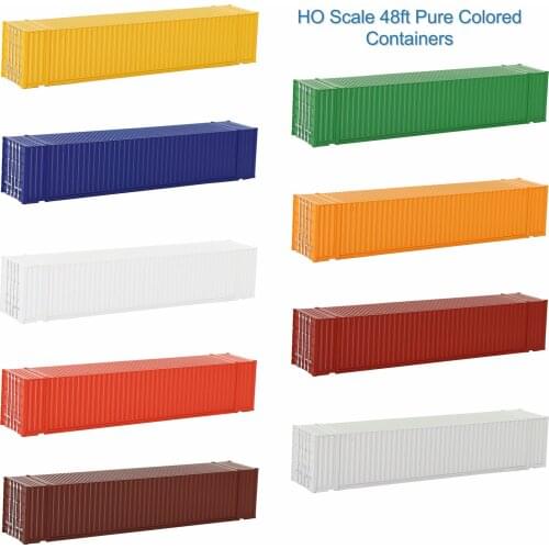 9pcs HO Scale 1:87 48ft Blank Shipping Container Model Trains 48' Cargo Box No Print Pure Color C8748