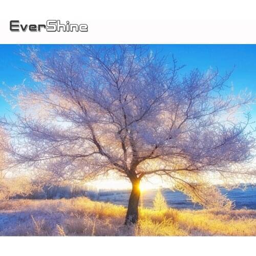 Evershine 5D Diamond Embroidery Sale Scenery Tree Diamond Painting Landscape Cross Stitch Diamond Mosaic Full Display Rhinestone