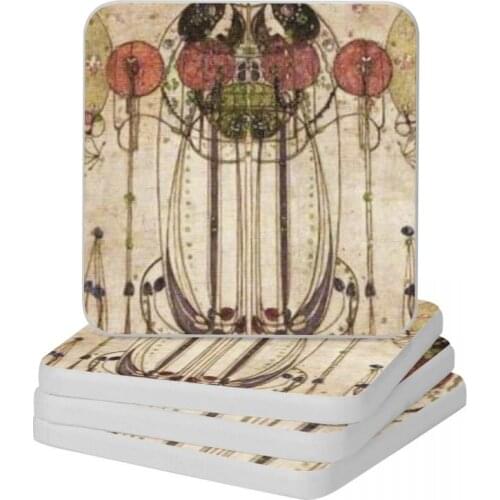 Charles Rennie Mackintosh Diatomaceous Earth Square Round Coaster Eco-friendly Cup Bonsai Mat Soap Toothbrush Pad 10x10cm