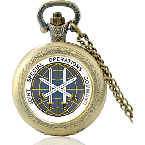 Joint Special Operations Command Bronze Color Quartz Pocket Watch Men Women Pendant Necklace Hours Clock Accessories