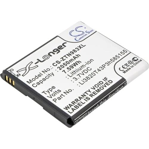 CS 2050mAh/7.59Wh battery for ZTE N983, SOLAR, U960E, Z795G Li3820T42P3h585155