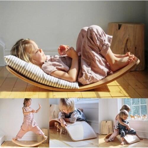 Wooden Curved plate training balance force coordination creativity simple childrens seesaw fitness board yoga balance board