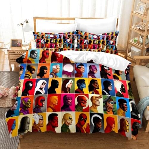 Disney 3D Bedding Set Iron man Thor Captain America Spiderman Cartoon Avengers Comforter Duvet Cover Set Pillowcase Kids Boys