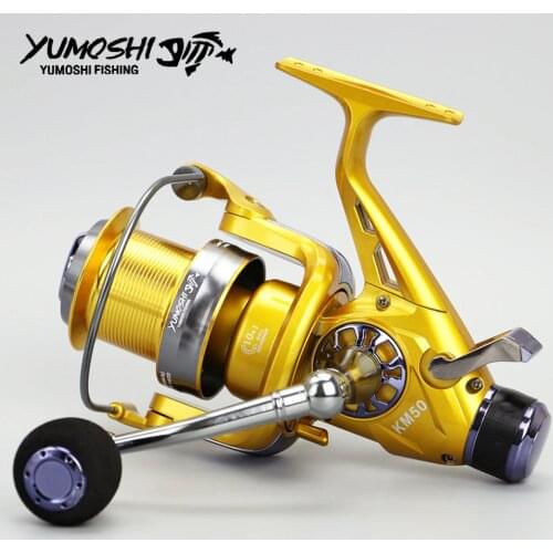 Stainless Steel Spinning Reel 50 60 Series Fishing Reels carp Fishing Wheel Pesca molinete baitcasting Front and rear brak KM
