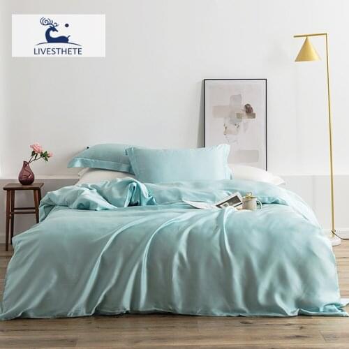 Liv-Esthete Luxury 100% Silk Bedding Set Top Grade Beauty Sleep Duvet Cover Double Quuen King Flat Sheet Pillowcase Home Textile