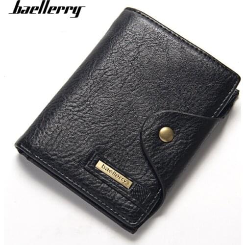 Baellerry Brand Vintage Designer Rfid Mens Wallets Card Holder Coin Pocket Short Wallet Men Male Man Purses Black Small Purse